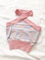 New Elegant Rainbow Tie-Dye Cross Halter Knit Top for Women Vibrant Backless Crop Top with Stretch for Summer & Spring camis. 
