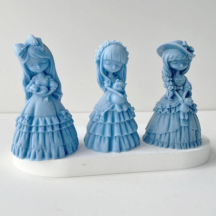 3D Princess Doll Candle Silicone Mold DIY Cute Dresses Girl Handicraft Scented Candle Making Gypsum Resin Mould Craft Decor 