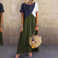 Women Dresses Long Maxi Dresses for women Vestidos Casual Dress Beach Patchwork Color Short Sleeve Loose Casual Plus Size Dress. 