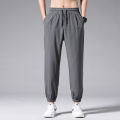 Becoolman -4 colors men's ice fiber sports pants light and breathable elastic waist casual sports straight pants feet compression pants. 