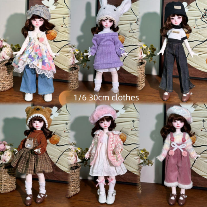 Sweet Cute Lolita Style Dress for 30cm 1/6 BJD Fat Body Dolls Baby Doll Clothes Outfit Dollhouse Accessories DIY Toys Girl