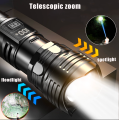 New Outdoor Strong Light Led Zoom Flashlights White Laser High Power Ultra Long Range Torch Rechargeable OLED Display Flashlight. 