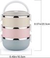 Lunch Box 3 Layers Round Shape Stainless Steel Material  2100ml. 