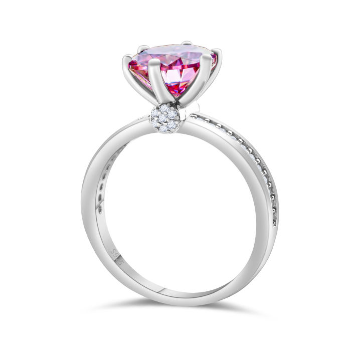 Real%203%20Carat%209mm%20pink%20Moissanite%20Wedding%20Ring%20for%20Women%20925%20Sterling%20Silver%20Round%20Brilliant%20Lab%20Diamond%20Engagement%20Rings%20Gift%20-%20Image%203