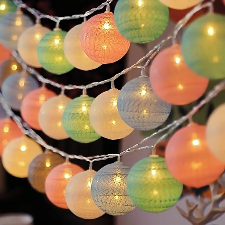 PACKIFY - 10 Cotton Ball LED String Fairy Lights Battery Operated - Led Lights for Room Decoration