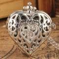 Stylish romantic heart-shaped diamond quartz women's necklace pocket watch souvenir for girls.