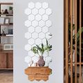 12PCS/Lot Geometric Solid Hexagonal Mirror Wall Stickers DIY With Built-in Adhesive and Removable Home Decoration. 