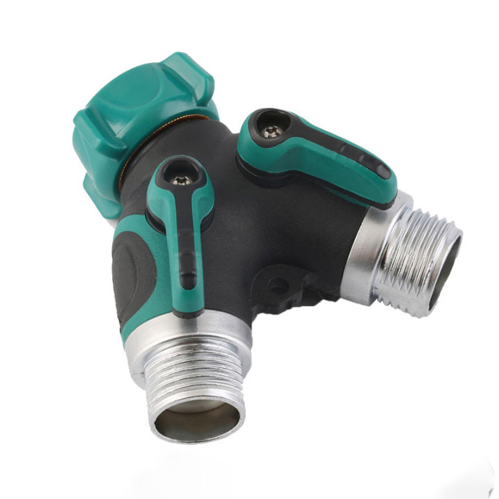 Y-Shaped Diverter with Rubber Coating One-In-Out Separate Control Irrigation Connector for Garden Watering Systems