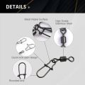50pc/box Stainless Steel Fishing Connector Pin Bearing Rolling Swivel with Snap Fishhook Lure Accessories.