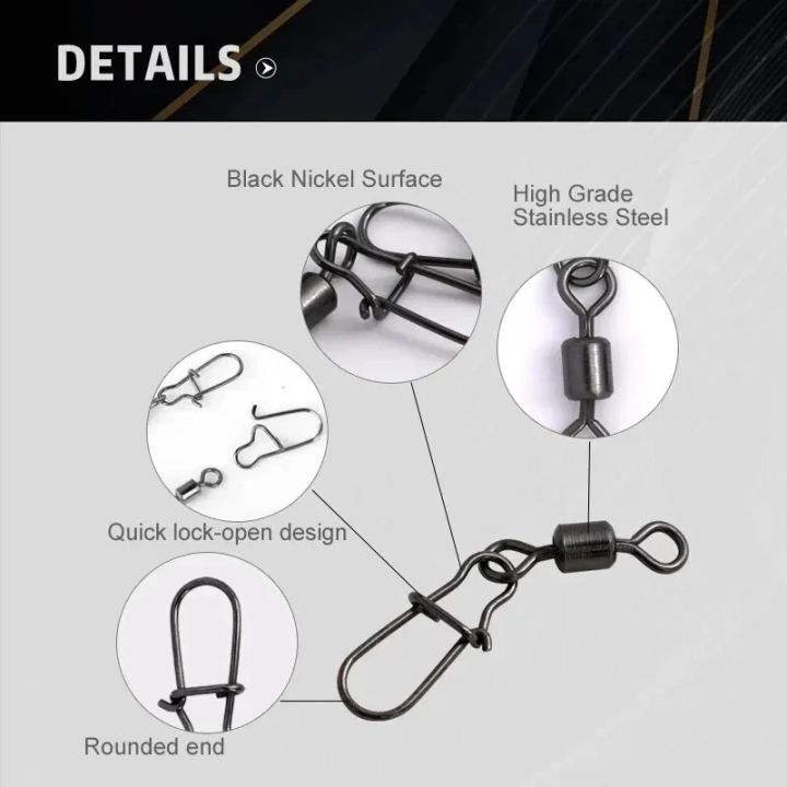 50pc/box%20Stainless%20Steel%20Fishing%20Connector%20Pin%20Bearing%20Rolling%20Swivel%20with%20Snap%20Fishhook%20Lure%20Accessories%20-%20Image%205