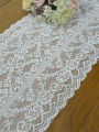 White small rose lace table flag with rustic romantic style suitable for living room dining table. 