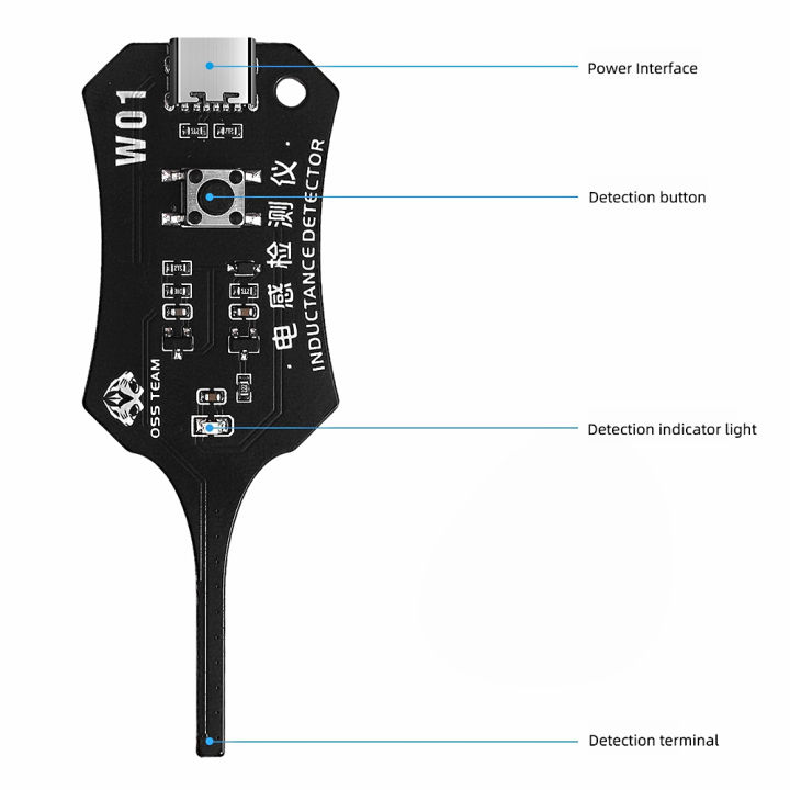 OSS W01 Inductance Detector Precision Motherboard Electromagnetic Induction for Mobile phone Check Inductor Detector Repair tool