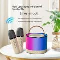 K52 Wireless Bluetooth Speaker Multifunction with 2 Microphone RGB Portable Music Player Karaoke Machine for Child Home Gift. 