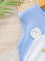 Summer Boys' Set Cartoon Cute Teddy Bear Printed Blue Top+Shorts 2Pcs/Set 0-3 Years Old Sunny Handsome Boy Baby Casual Set.