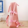 Autumn New Canvas Backpack Women's Korean Version Large Capacity Five-Piece Set Middle School Student Backpack College Student S.