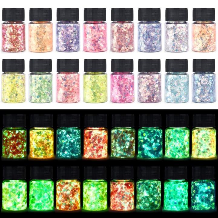 Luminous Nail Glitter Sequin Polymer Clay Mixed Flower Gillter Sequin Fluorescent Flake Glow In The Nail Art Manicure Decor