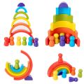 DIY children's wooden rainbow toy creative wood rainbow stacked balance blocks baby toy Montessori educational toys for children. 