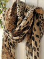 Bohemian Styles New Leopard Print Patchwork Chiffon Silk Scarf Female Women Shawl Ventilate Wrap Scarves.
