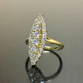 Huitan Trendy Women Wedding Rings Fashion Marquise Shaped Gold Color Rings Engagement Wedding Band Accessories Luxury Jewelry.