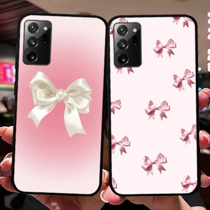 Korean Cute Pink Bow Phone Case For Samsung Note 8 9 10 20 pro plus lite M 10 11 20 30 21 31 51 A 21 22 42 02 03