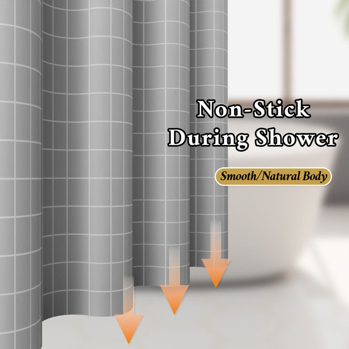 1pc%20Gray%20Grid%20Artwork%20Geometric%20Shower%20Curtain%20Waterproof%20PEVA%20Modern%20Minimalist%20Bathroom%20Decor%20-%20Image%205