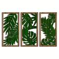 3pcs Boho style Hollow Wood Retro Rustic Leaf Pattern Wall Hanging Art Living Room Bedroom Wall Hanging Home Decoration. 