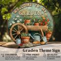 Nostalgic Vintage Welcome to My Garden Round Aluminum Sign WeatherResistant for Indoor & Outdoor Decor with PreDrilled Holes. 