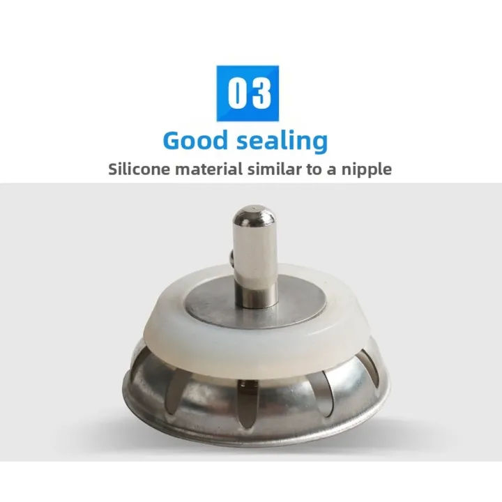 1Pcs%20Sink%20Strainer%20Stainless%20Steel%20Kitchen%20Sink%20Stopper%20Anti-Clogging%20Drain%20Cover%2050mm%20Sealing%20Umbrella%20Filter%20Replacement%20-%20Image%204