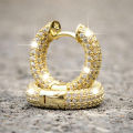 Punk Men Women Circle Hoop Earrings Shiny White Zircon Simple Daily Wear Small Earrings Wedding Party Fashion Jewelry . 