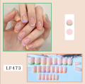 Square Press On Nails Short Fake Nails French Tip Colorful Glue On Nails With Designs 24 Pcs Glossy Acrylic Nails For Women And. 