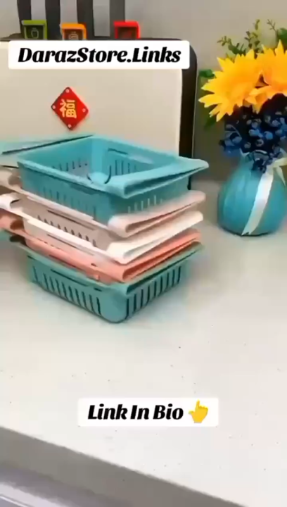 Stretchable Plastic Fridge Basket – Expandable Clip-On Storage Rack for ...