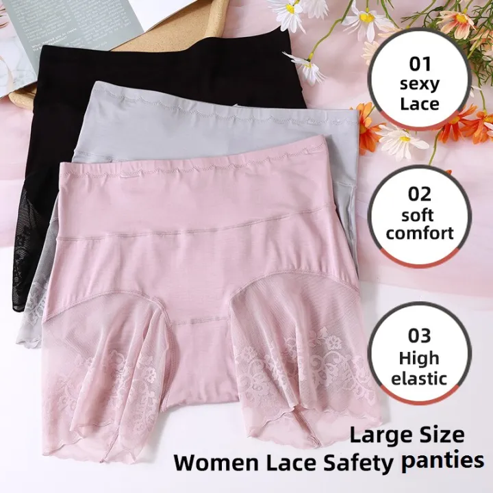 Womens%20Safety%20Panties%20Underwear%20Short%20Pants%20Anti-exposure%20L%20XL%20Black%20Skin%20Gray%20High%20Waist%20Traceless%20Lace%20-%20Image%202