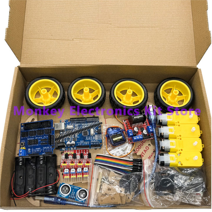 Electronic Smart Car Kit 4WD Smart Robot Car Chassis Kits Car With ...