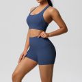 2PCS Sportswear With Pocketed Yoga Set Gym Clothes Yoga Suits For Women Tracksuits Sports Shorts Crossover Bra Gym Leggings.