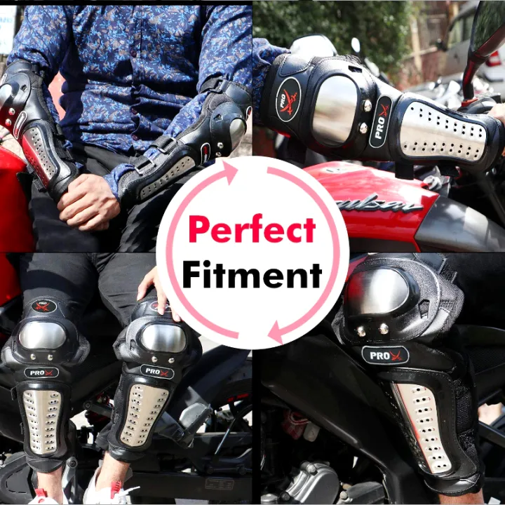 Pro Biker Motorcycle Knee & Elbow Guards – Adjustable Stainless Steel ...