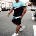 2025 New Summer Men's Sportswear, Men's Loose Fashion Clothing, 3D Printed T-Shirt Shorts, Men's Simple Clothing Fashion Set, Li.