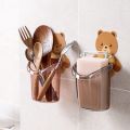 Toothbrush Holder Cute Bear Storage Rack Wall-mounted Bathroom Accessories Set Tooth Brush Stand Shelf Bathroom Accessories. 