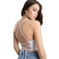 Women's Fashion Sexy V-Neck Bandage Solid Knitted Tank Top. 