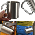 Outdoor Camping Travel Stainless Steel Cup Carabiner Hook Handle Picnic Water Mug Outdoor Travel Hike Cup Portable Mug.