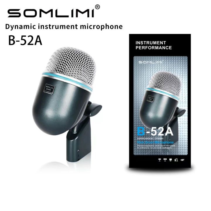 SOMLIMI B- 52A Drum Microphone Instrument Kick Drum Bass Mic(Metal)Dynamic Drum Snare Kick Mic,Kick-out Big Bass