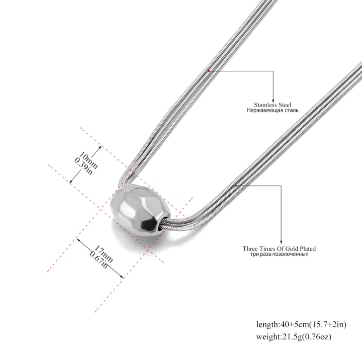 Lokaer%20Three%20Layered%20Snake%20Chain%20ellipse%20Beads%20Pendant%20Necklace%20for%20Women%20316L%20Stainless%20Steel%2018K%20Gold%20Plated%20Jewelry%20N24056%20-%20Image%203