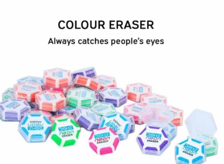 DOMS%20Neon%20Hex%20Dust%20Free%20Eraser-10%20Pcs%20Pack%20-%20Image%202