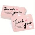 50pcs/pack Pink Thank You Card For Supporting Business Package Decoration "Gorgeous Thanks" Business Card Handmade With Love. 