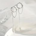 Fashionable Silvery Tassel Hoop Pendant Earrings, Exquisite Jewelry, Perfect Birthday  For Women. 