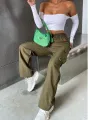 Fashion Women Baggy Joggers Pants Casual Communte Female Chic Straight Cargo Pant Elastic High Waist Elegant Oversized Trousers. 