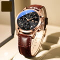 O'levs Men Leather Analoge Quartz Fashion Watch for Men. 