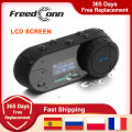 FreedConn Bluetooth Motorcycle Intercom Helmet Headset Wireless Motorbike Head Interphone LCD Screen FM Earphone. 