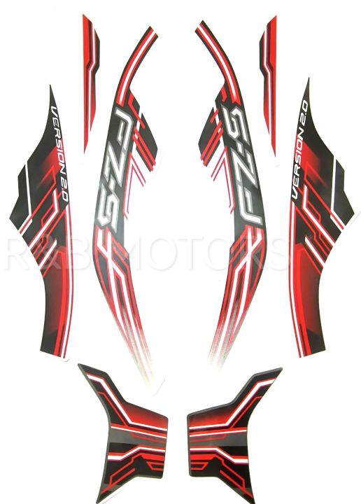 Yamaha Fz-S V2 fuel Injection white Bike Red Sticker Full Sticker Kit