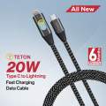 TETON USB C to lightning Braided Cable 20W PD Fast Charger Data Cable for iPhone 13,12, 12 Pro,11 /iPhone 11 Pro /XS Max X, Macbook Pro, Air, iPad Pro.
