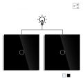 Two Way 1gang 2gang Wall Touch Dual Switch EU Standard Light Switch With Tempered Glass For Bedside Staircase No Wifi No RF433. 